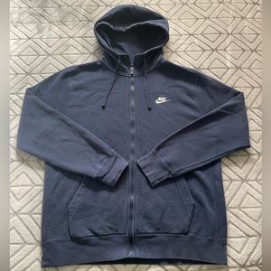 Nike Zip Up Hoodie, Size Large, Navy Blue
